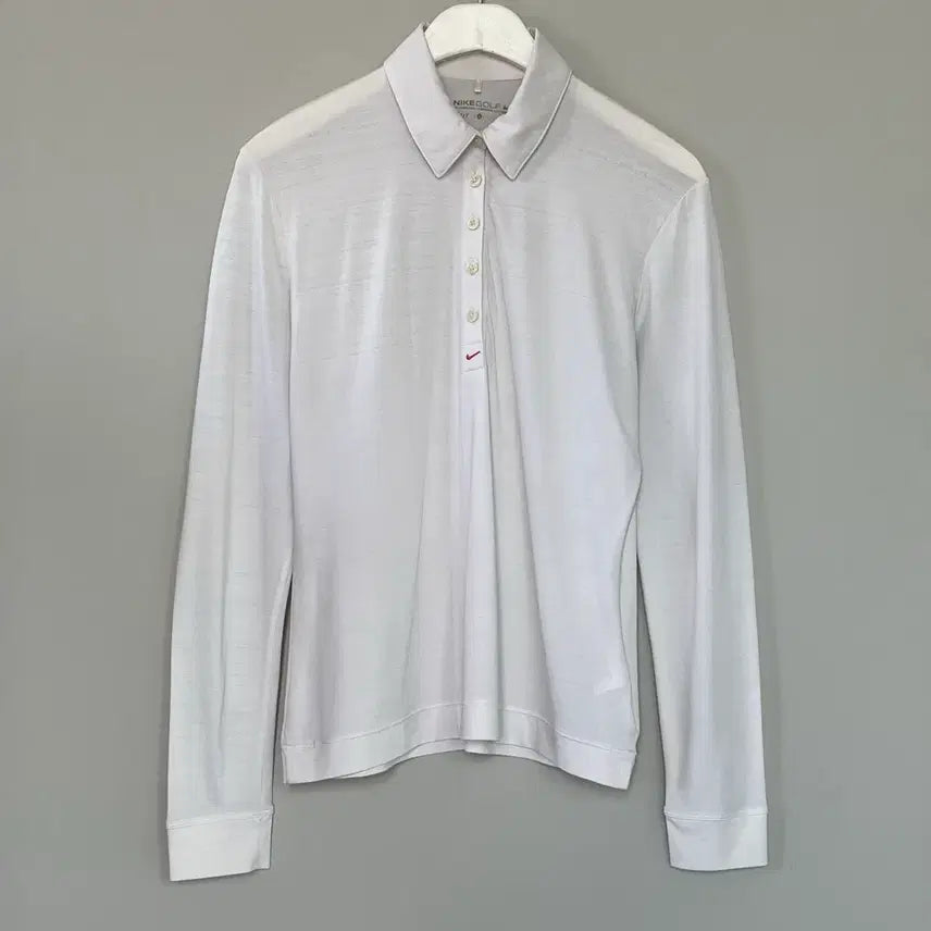 [BUNJANG] Nike Dri-FIT Women's Long Sleeve Polo Shirt - White, Size L / 나이키 골프 드라이핏 여성 긴팔 카라 폴로티 L
