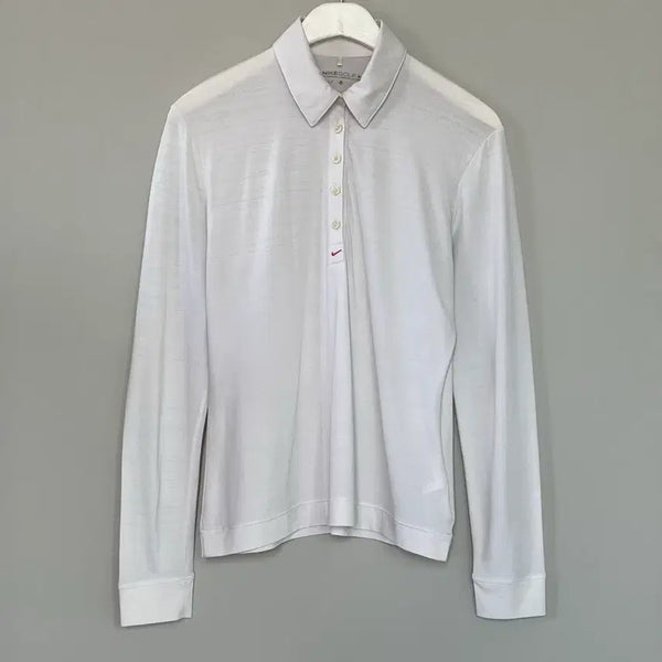 [BUNJANG] Nike Dri-FIT Women's Long Sleeve Polo Shirt - White, Size L / 나이키 골프 드라이핏 여성 긴팔 카라 폴로티 L