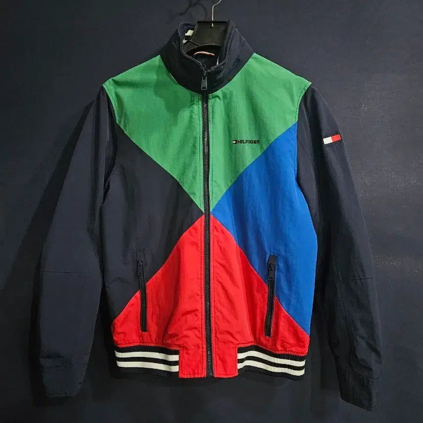 [BUNJANG] Tommy Hilfiger Color Block Men's Oversized Blouson Jacket 95 / 타미힐피커 컬러블록 남성 오버핏 95 블루종 자켓