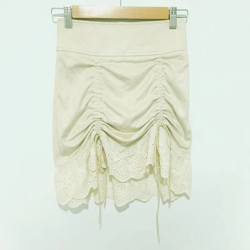 [BUNJANG] Dry Rose Suede Winkle Shirring Skirt / 드라이로즈 스웨이드 윙클 레이스 셔링 스커트 F_M2775