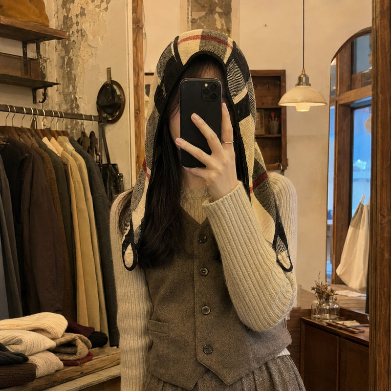 [BUNJANG] Burberry Check Wool Trapper Cap / 버버리 체크 울 트래퍼 캡