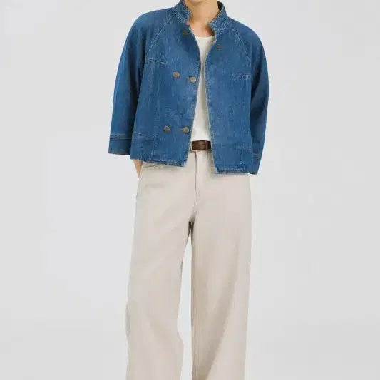 [BUNJANG] Women's Navy Denim Jacket (Free Size) / 네이비 여자 FREE 데님 자켓 O0917