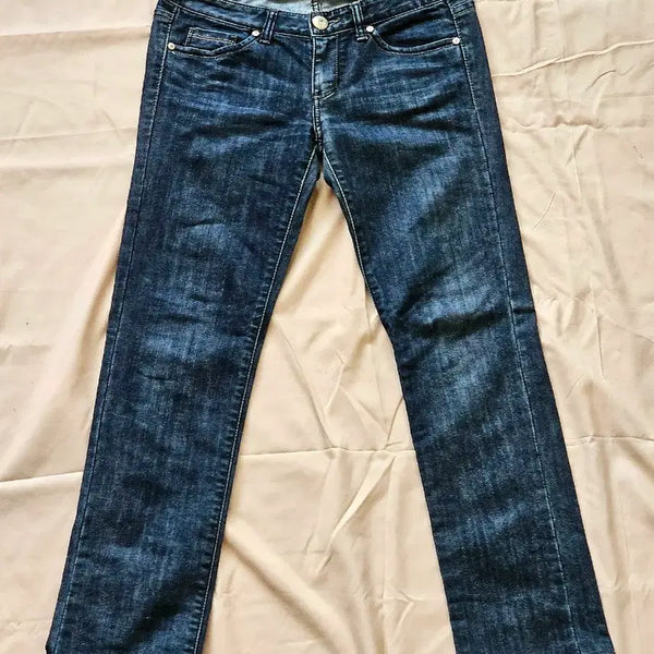 [BUNJANG] Guess Cubic Logo Deep Blue Straight Denim Pants / 게스 큐빅로고 딥블루 일자 스트레이트 데님 팬츠 27 또는 28 사이즈