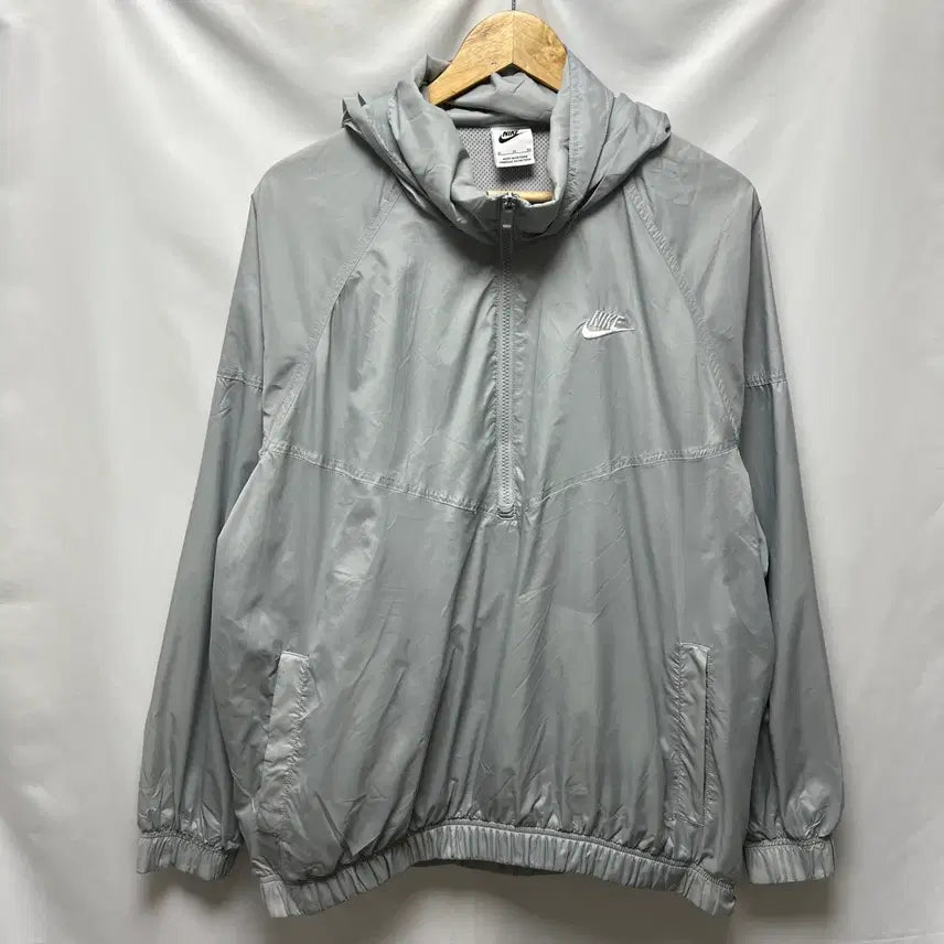 [BUNJANG] Nike Swoosh Unlined Woven Anorak Jacket Grey XL / [정품/XL] 나이키 스우시 언라인드 우븐 그레이 바람막이 아노락 반집업