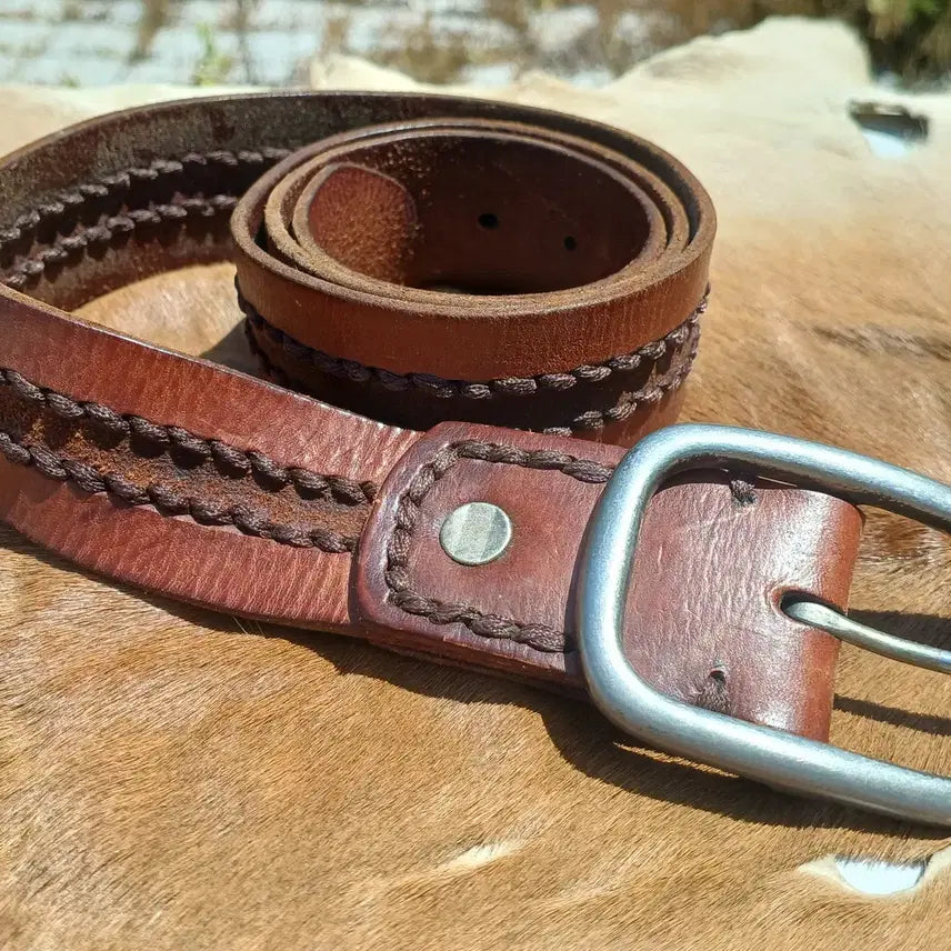 [BUNJANG] Abercrombie & Fitch Braided Leather Belt / 아베크롬비 앤 피치 위빙 디테일 레드 브라운 레더 벨트 2007년 모델 (32인치)