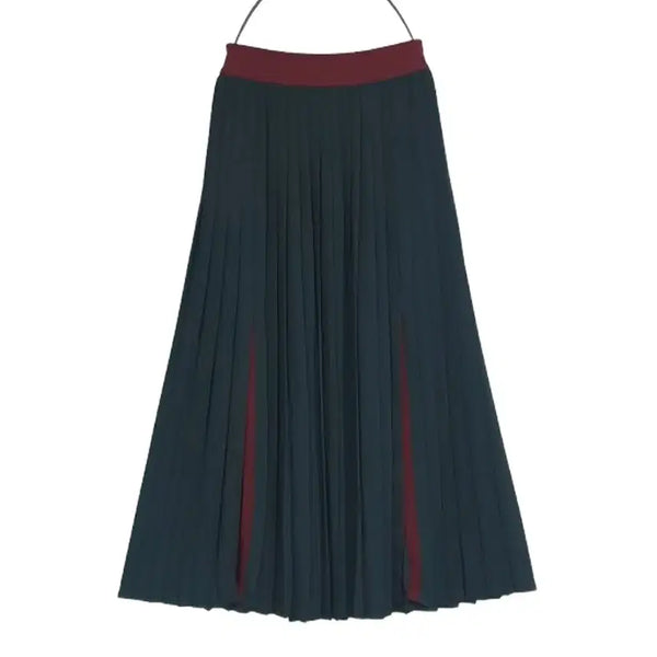 [BUNJANG] Benetton Deep Green Pleated Long Skirt (Size 55) / BENETTON 딥그린 플리츠 롱스커트 55