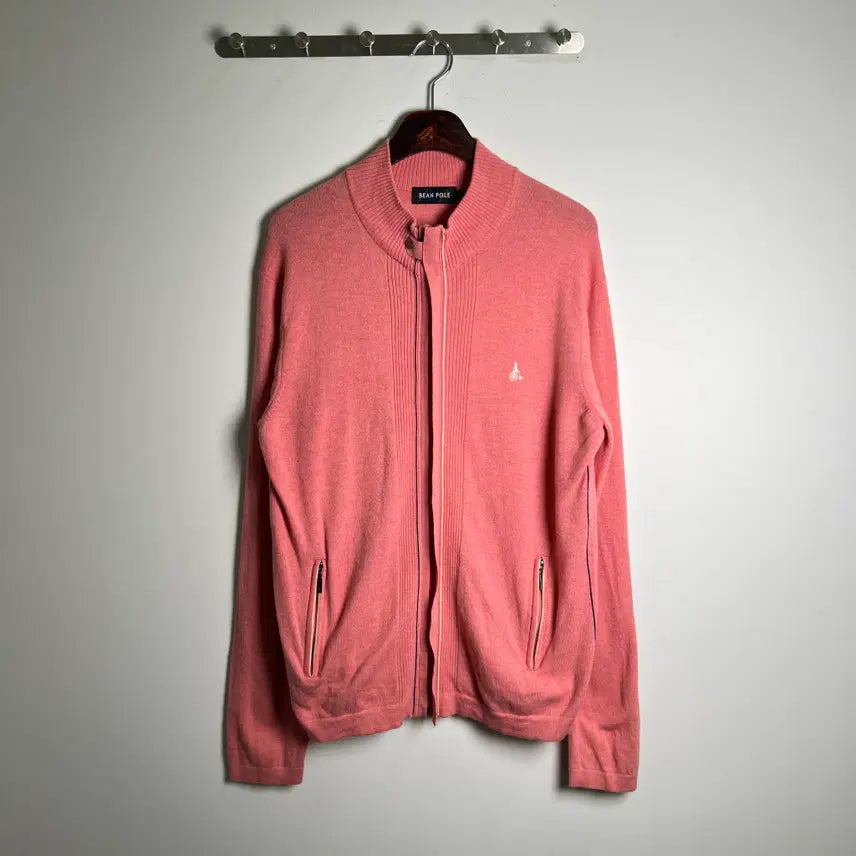 [BUNJANG] Beanpole Pink Ribbed Knit Full Zip-Up Sweater 105 / BEANPOLE 빈폴 핑크 골지 니트 집업 105