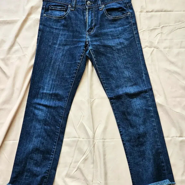 [BUNJANG] Guess Women's Skinny Fit Indigo Cut Hem Jeans (Size 30) / 게스 진청 청바지 발목 컷팅진 30 사이즈