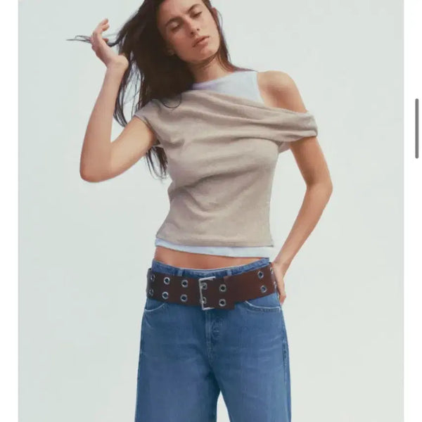 [BUNJANG] Zara Double Layer Unbalanced T-Shirt / 자라 더블 레이어 언밸런스 티셔츠