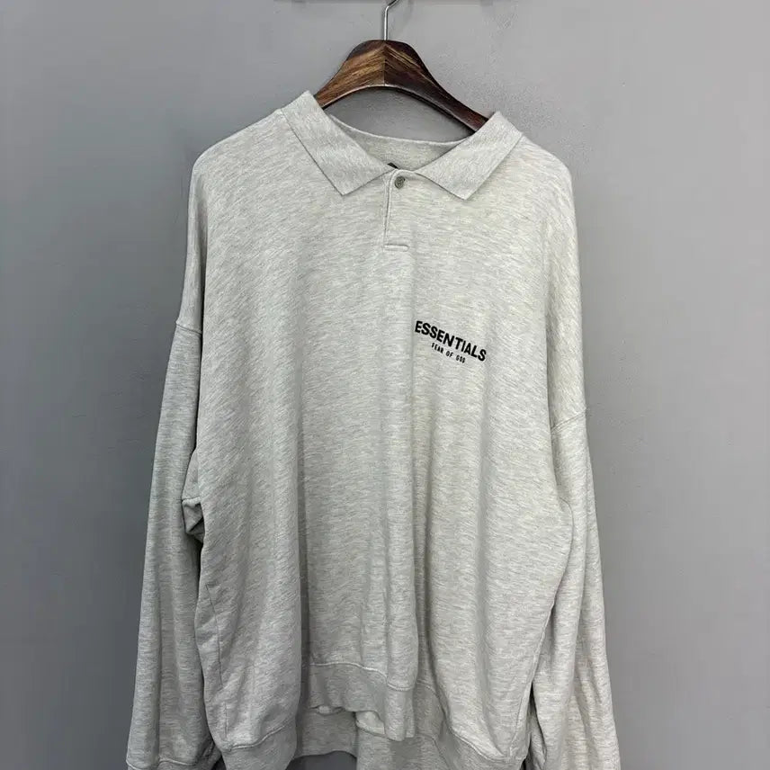 [BUNJANG] Fear of God Essentials Light Oatmeal Polo Long Sleeve XL / 피어오브갓 에센셜 라이트 오트밀 카라 롱슬리브 A3856