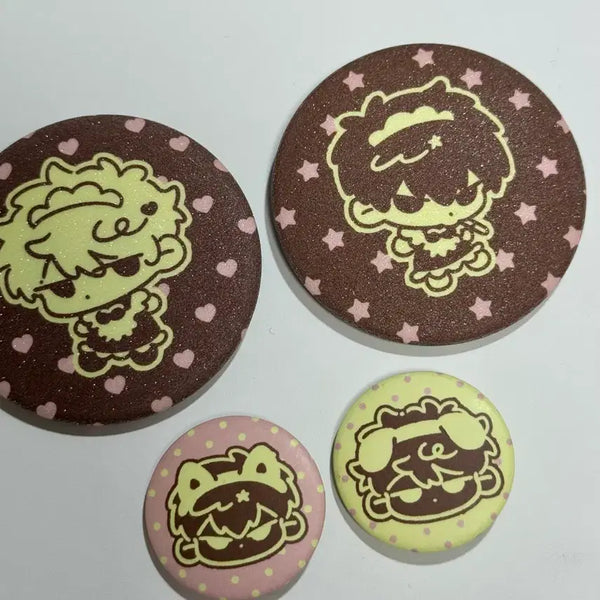 [BUNJANG] Gintama Gintoki & Hijikata "Kkaggengnim" Canned Badges Set / 은혼 깨갱님 긴히지 캔뱃지 핀버튼 비공굿 긴토키 히지카타