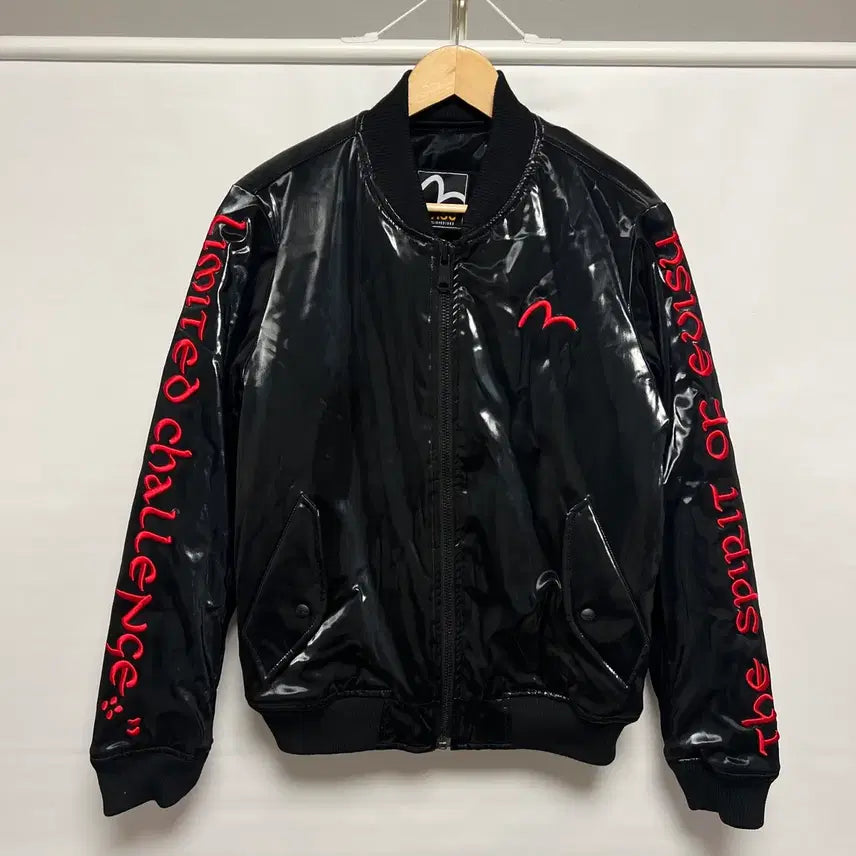 [BUNJANG] EVISU Haetae Glossy Varsity Jacket Jumper - Size S / [정품/S] 에비수 해태 유광 블랙 바시티자켓 점퍼