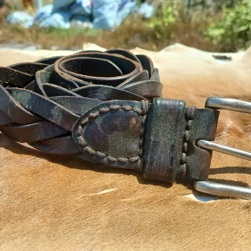[BUNJANG] Abercrombie & Fitch 2007 Archive Braided Leather Belt (32-inch) / 아베크롬비 앤 피치 다크 브라운 브레이디드 레더 벨트 2007년 모델 (32인치)