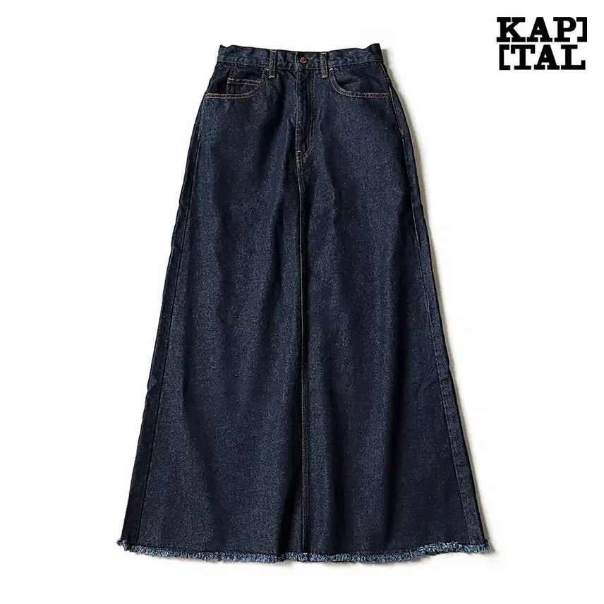 [BUNJANG] Kapital 13oz Denim High-Waisted Maxi Skirt Indigo / 캐피탈 13oz 데님 하이웨이스트 맥시 스커트