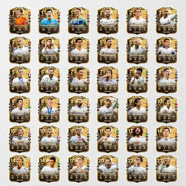 [BUNJANG] Real Madrid Legends Acrylic Refrigerator Magnet Set with Shopping Bag, Poster, Keychain, and Tin Box / 레알 마드리드 레전드 선수 아크릴 냉장고 자석 - 쇼핑백+포스터+열쇠고리+철제 상자