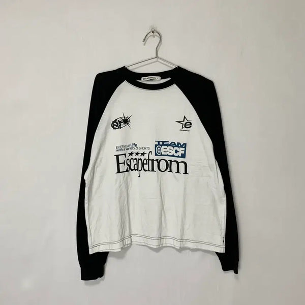 [BUNJANG] Escape From Vintage 00s Y2K Raglan Long Sleeve T-Shirt / 이스케이프 프롬 빈티지 00s y2k 나그랑 레글런 롱슬리브 프린팅 긴팔티