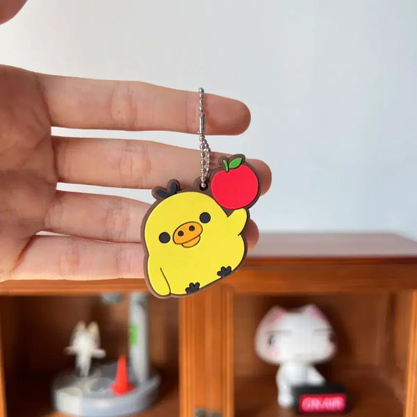 [BUNJANG] Rilakkuma Classic Kiiroitori Apple Keychain / 고전 키이로이토리 사과 키링 리락쿠마