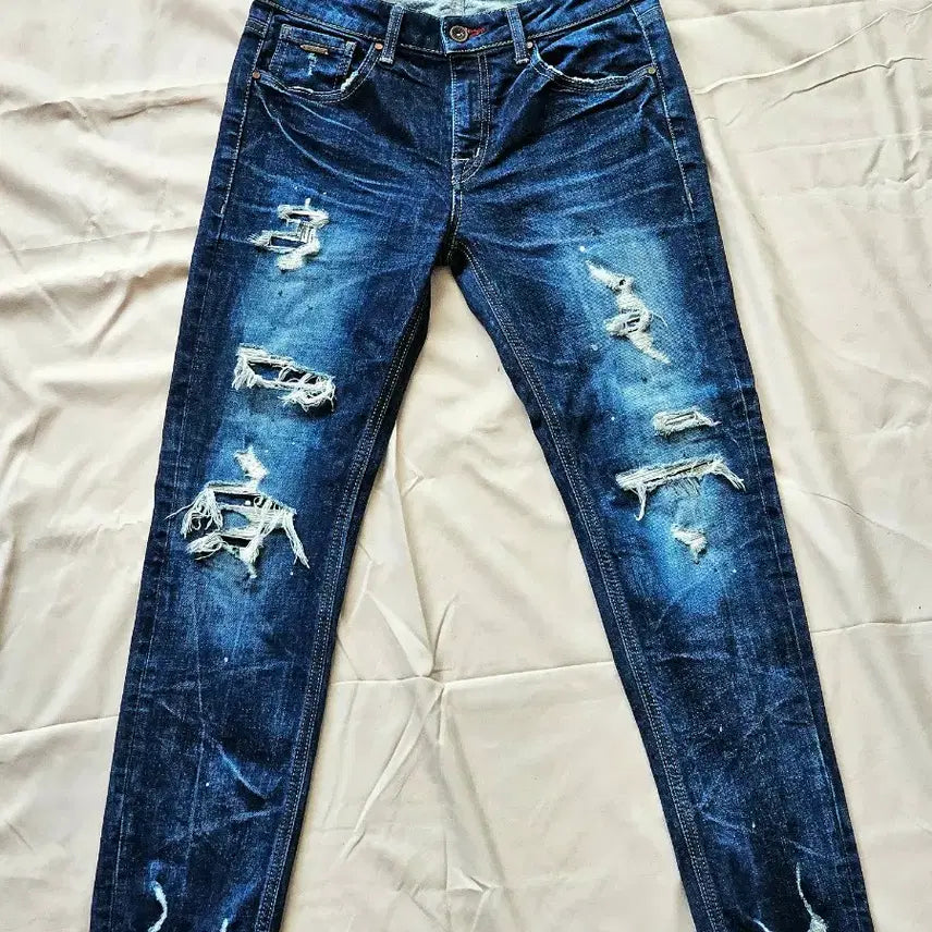 [BUNJANG] BUCKAROO Women's Distressed Indigo Slim Skinny Jeans Size 25 / 버커루 여성 디스트로이드 인디고 청바지 25 사이즈