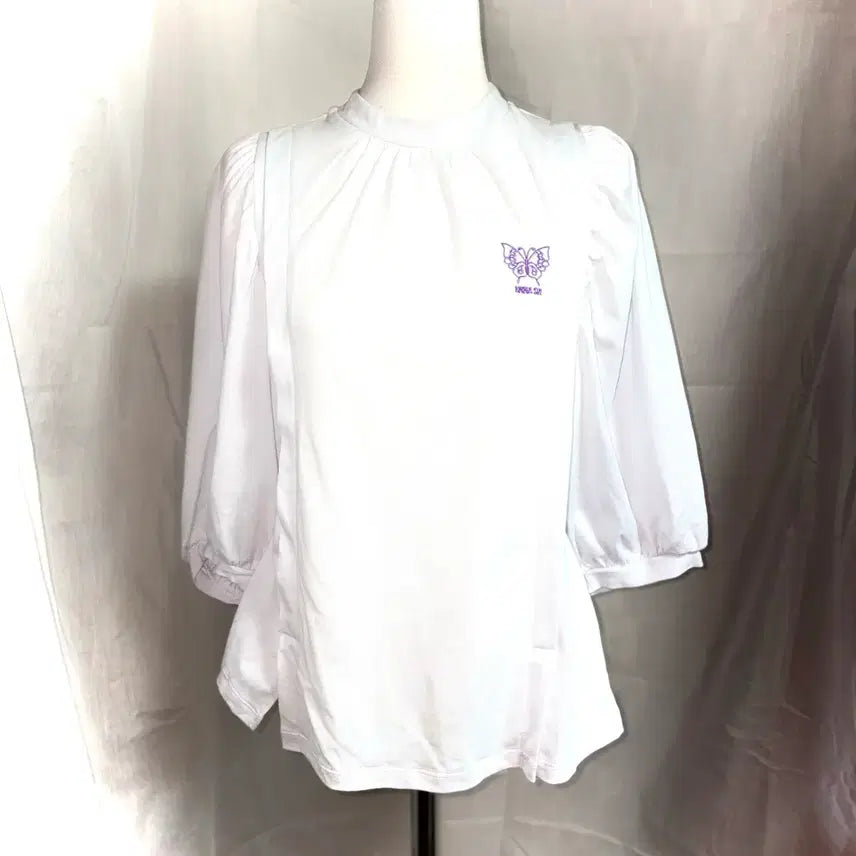 [BUNJANG] Anna Sui Butterfly Logo Balloon Puff Boxy Short Sleeve T-Shirt / 안나수이 나비로고 벌룬 퍼프 박시 반팔티
