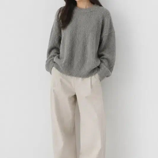 [BUNJANG] Women's Free Size Knit Top Yellow Grey / 옐로우 그레이 여자 FREE 니트 O0679