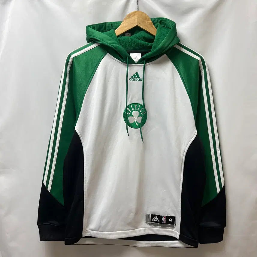 [BUNJANG] Adidas NBA Boston Celtics Functional Hooded Sweatshirt White/Green Size 100 / [정품/100] 아디다스 NBA 보스턴 셀틱 화이트 그린 기능성 후드티