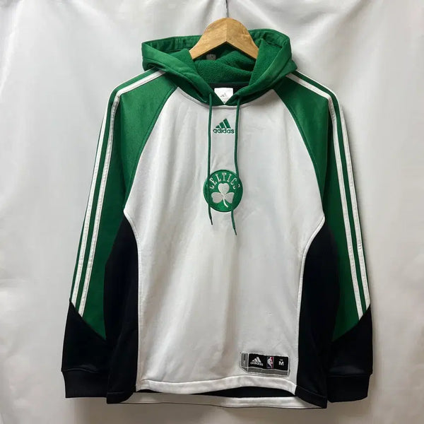 [BUNJANG] Adidas NBA Boston Celtics Functional Hooded Sweatshirt White/Green Size 100 / [정품/100] 아디다스 NBA 보스턴 셀틱 화이트 그린 기능성 후드티