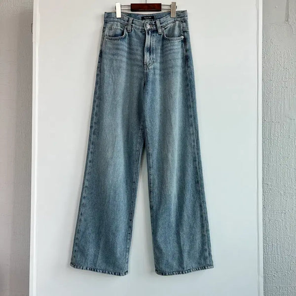 [BUNJANG] Massimo Dutti High-Waisted Wide Leg Denim Pants Light Blue / Massimo Dutti 마시모두띠 하이웨스트 와이드 데님 팬츠 라이트 블루(착용사진있음)