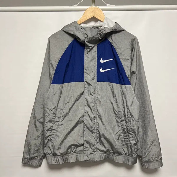 [BUNJANG] Nike Double Swoosh Woven Windbreaker Jacket - Gray Silver - Size S / [정품/S] 나이키 더블스우시 그레이 실버 우븐 바람막이