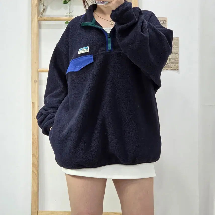 [BUNJANG] WHO.A.U California Color-Block Half-Zip Fleece Sweatshirt XL / [프립]XL/후아유(WHO.A.U) 캘리포니아 배색 반집업 플리스 맨투맨