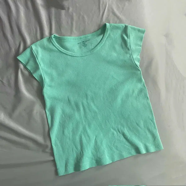 [BUNJANG] Brandy Melville Mint Bell Sleeve Cropped T-Shirt / [이태리산] 브랜디멜빌 민트 벨 소매 티셔츠 반팔티 크롭티