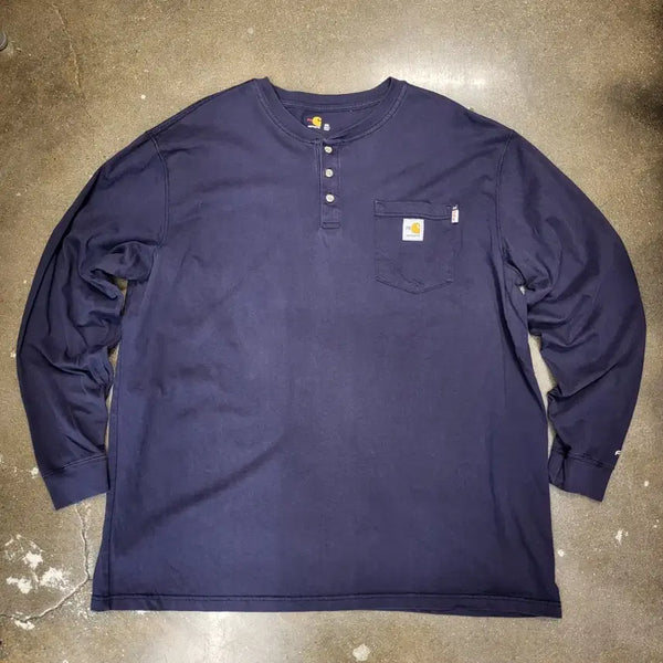 [BUNJANG] Vintage Carhartt Henry Neck Long Sleeve T-Shirt / 미국 빈티지 칼하트 헨리넥 긴팔 티셔츠 롱슬리브
