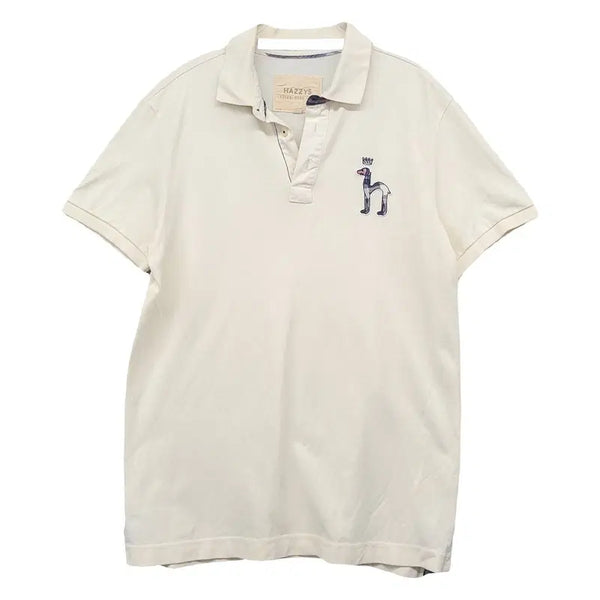 [BUNJANG] Hazzys Cream Cotton Embroidered Logo Basic Short-Sleeve Polo Shirt L / 헤지스 크림 코튼 자수 로고 베이직 반팔 카라티 L