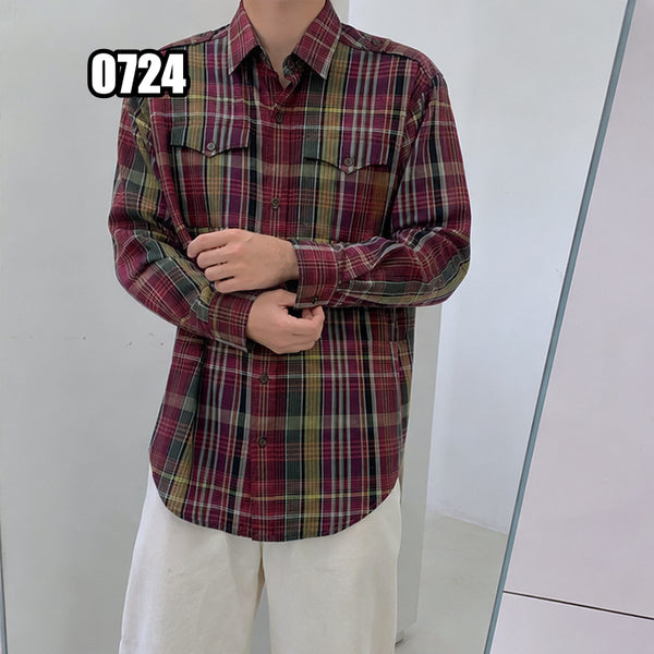 [BUNJANG] Polo Ralph Lauren Military Style Two-Pocket Check Shirt / 사이즈2) 폴로 랄프로렌 밀리터리 스타일 투포켓 체크 셔츠