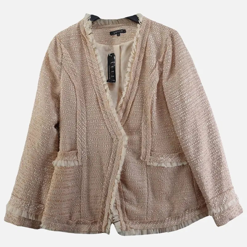 [BUNJANG] Lets Beige Women's Tweed Jacket Size 77 / 레츠 베이지 여자 77사이즈 트위드 자켓 O0922