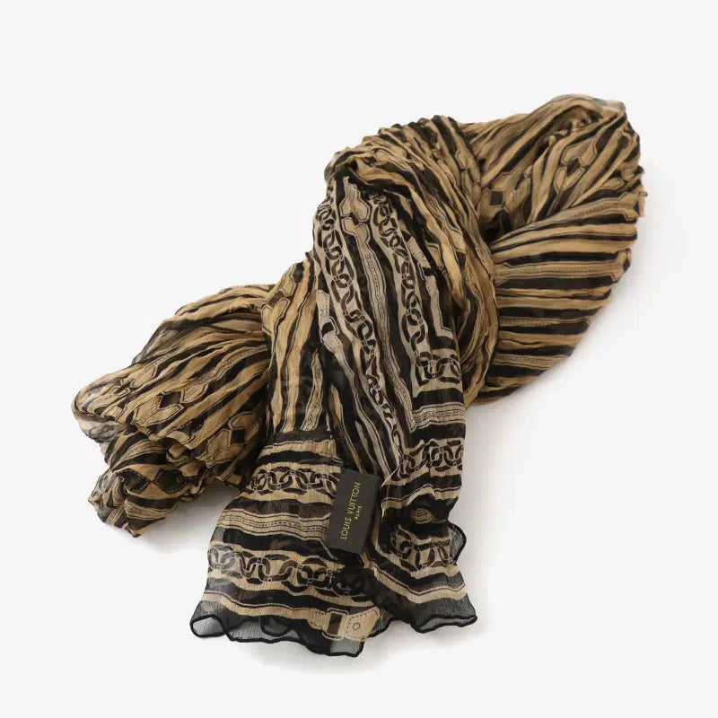[BUNJANG] Louis Vuitton Brown Black Frill Scarf / (정품)루이비통 브라운 블랙 프릴 스카프