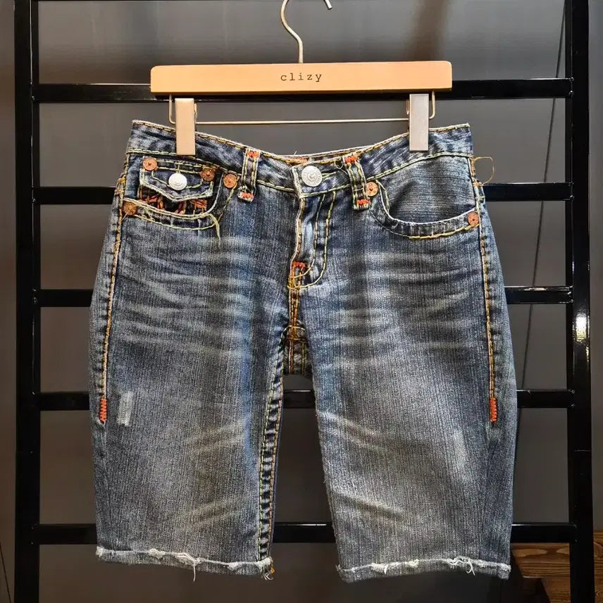 [BUNJANG] True Religion Joey USA Made Big Stitch Cut-Off Denim Shorts / [29] 트루릴리젼 TRUE RELIGION JOEY 미국생산 빅스티치 컷팅 데님 반바지 3.9