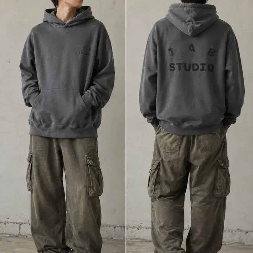 [BUNJANG] IAB Studio Pigment Hoodie Gray 105 / IAB 스튜디오 후드티 그레이105  피그먼트 원단