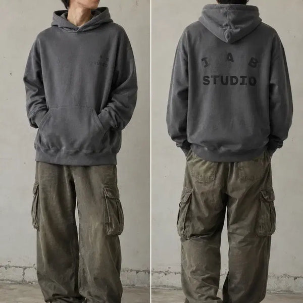 [BUNJANG] IAB Studio Pigment Hoodie Gray 105 / IAB 스튜디오 후드티 그레이105  피그먼트 원단