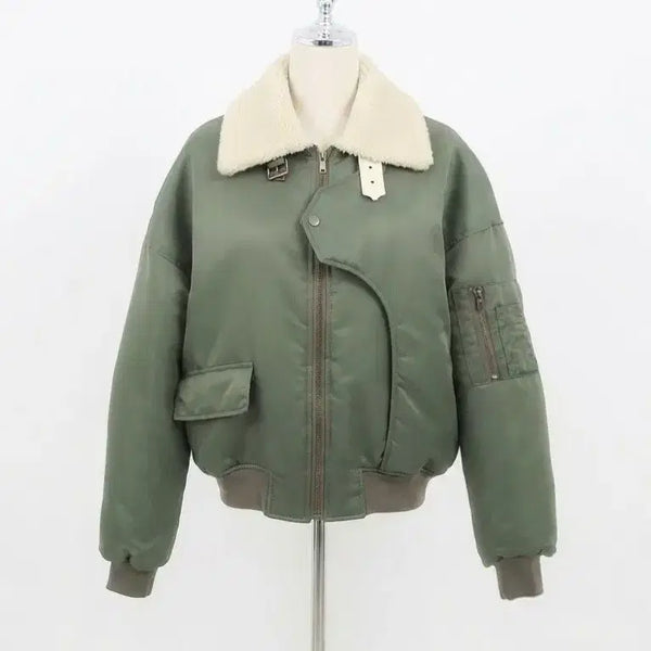 [BUNJANG] Loop Shearling Lined Military Aviator Jacket Khaki / 루프 무스탕 밀리터리  항공자켓 카키
