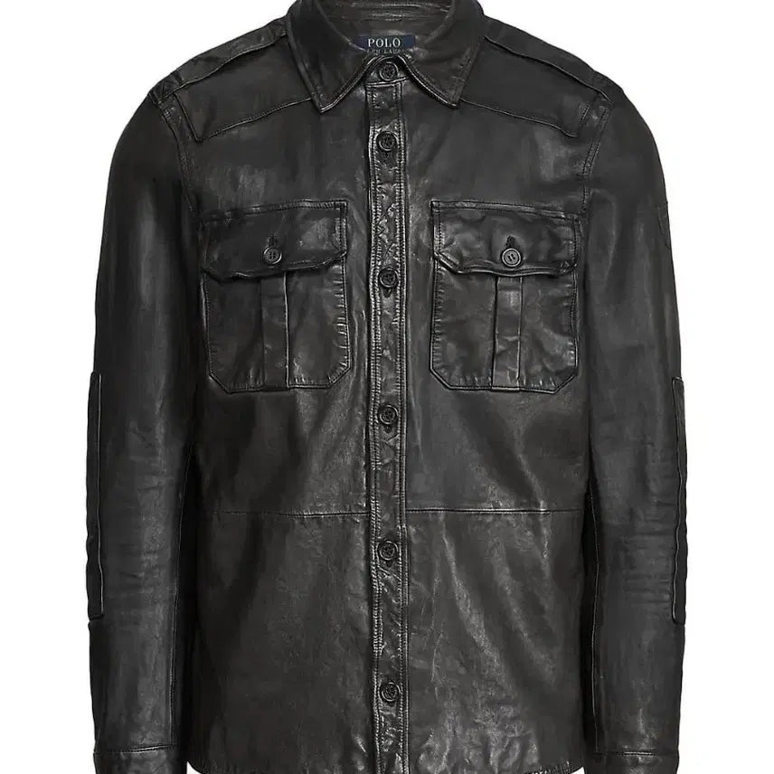 [BUNJANG] Polo Ralph Lauren Black Leather Shirt Jacket / 폴로 랄프로렌 블랙 가죽 셔츠 자켓