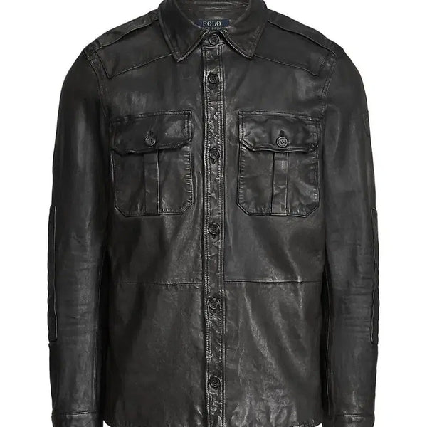[BUNJANG] Polo Ralph Lauren Black Leather Shirt Jacket / 폴로 랄프로렌 블랙 가죽 셔츠 자켓
