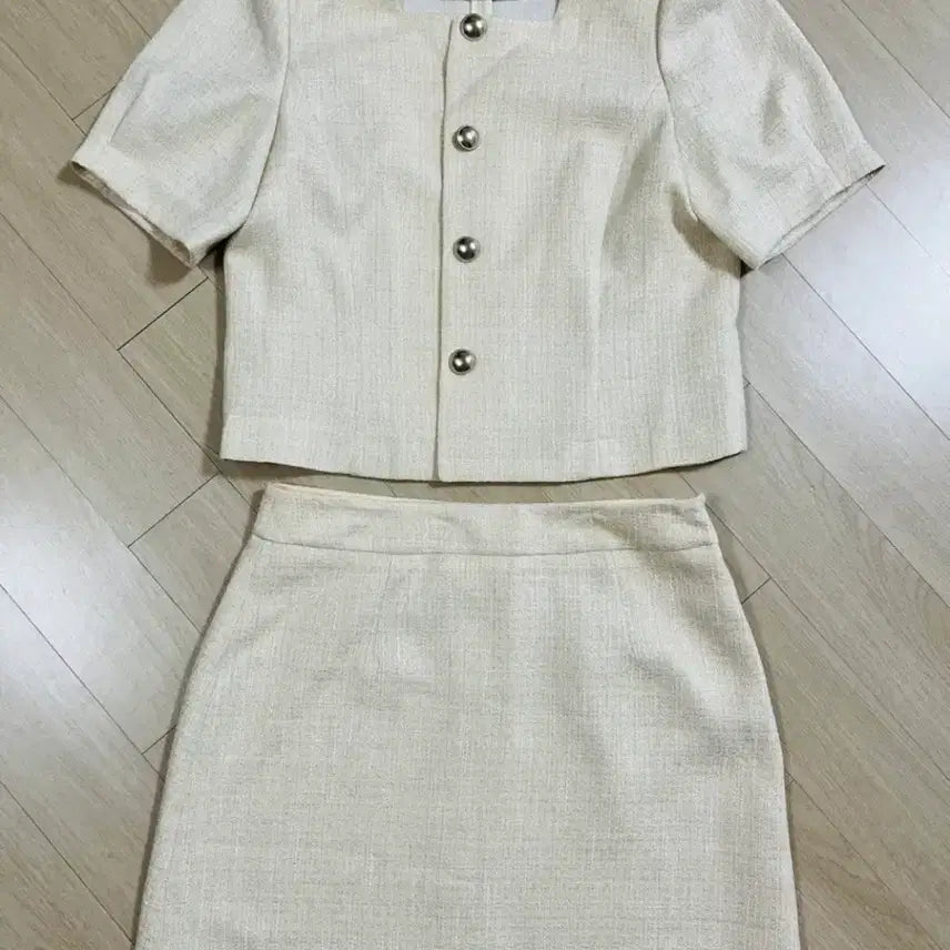 [BUNJANG] Roem Short Sleeve Jacket Skirt Set / 로엠 반팔 자켓 치마 세트