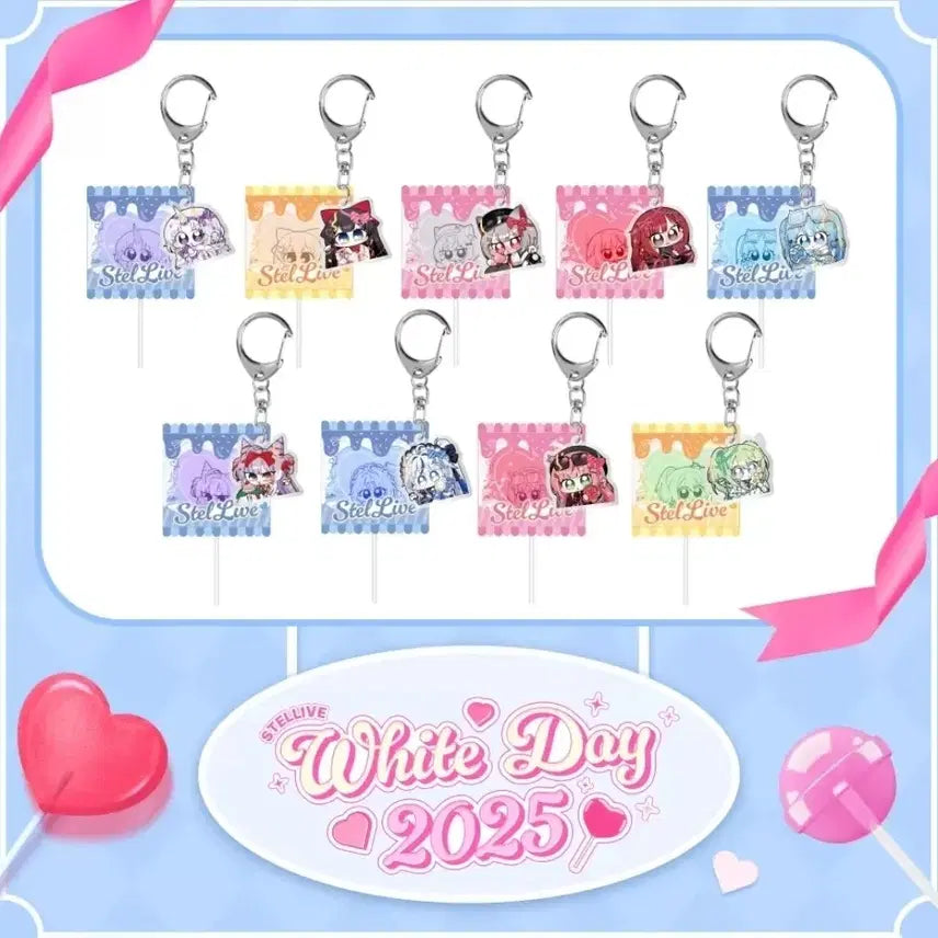 [BUNJANG] Stellive 2025 White Day Memorial Acrylic Keyring Set / 스텔라이브 2025 화이트데이 기념 아크릴 키링 9종
