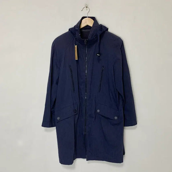 [BUNJANG] Burberry Vintage Hooded Trench Coat Jumper Navy Unisex / 구 버버리 빈티지 후드 야상 하프 트렌치 지퍼 코트점퍼 네이비 남녀공용