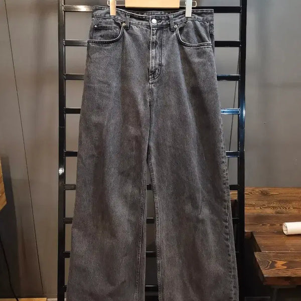 [BUNJANG] BELIER Black Washed High-Waist Wide Leg Denim Pants / [FREE] 벨리에 BELIER 흑청 워싱 하이웨스트 와이드 데님 팬츠 청바지 6.9