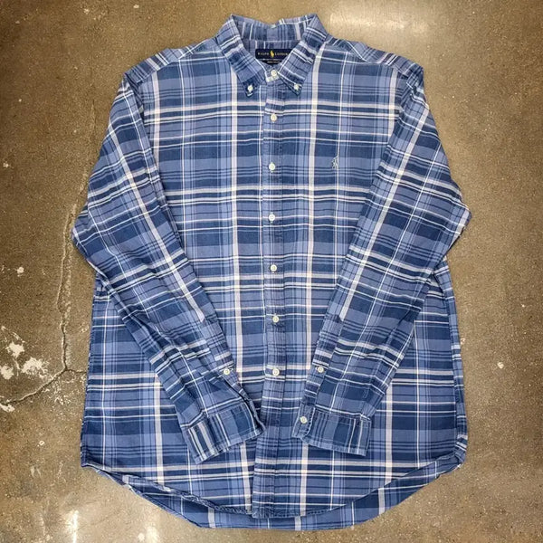 [BUNJANG] Polo Ralph Lauren Blue Check Vintage Shirt XL / 미국 빈티지 폴로 랄프로렌 블루 체크 셔츠