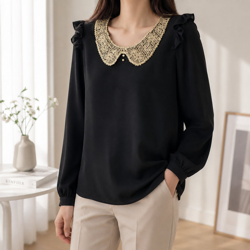 [BUNJANG] Plastic Island Collar Point Blouse / [55]플라스틱아일랜드 카라 포인트 블라우스