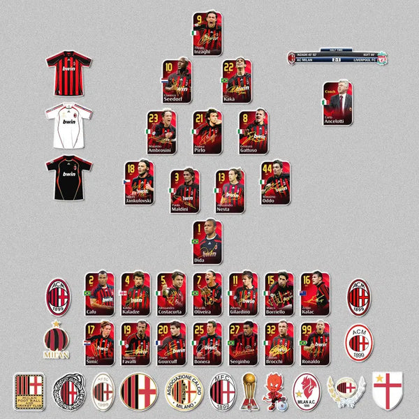 [BUNJANG] AC Milan Championship Team Acrylic Refrigerator Magnet Set with Shopping Bag, Poster, Keychain, and Tin Box / AC 밀란 우승팀 선수단 아크릴 냉장고 자석 - 쇼핑백+포스터+열쇠고리+철제 상자