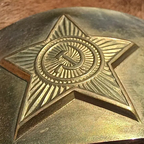 [BUNJANG] Soviet Union Original Brass Buckle Leather Belt (34-inch) New / 소비에트 연방(소련군) 오리지널 황동 버클 가죽 벨트 (34인치) 새제품