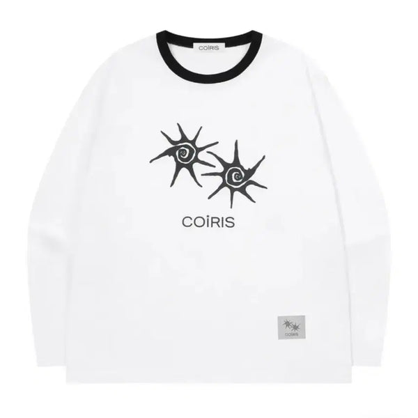 [BUNJANG] Koiris Soluna Color-Block Round Neck Long Sleeve T-Shirt (Unisex) / 코이리스 솔루나 배색 라운드넥 긴팔 티 남녀공용